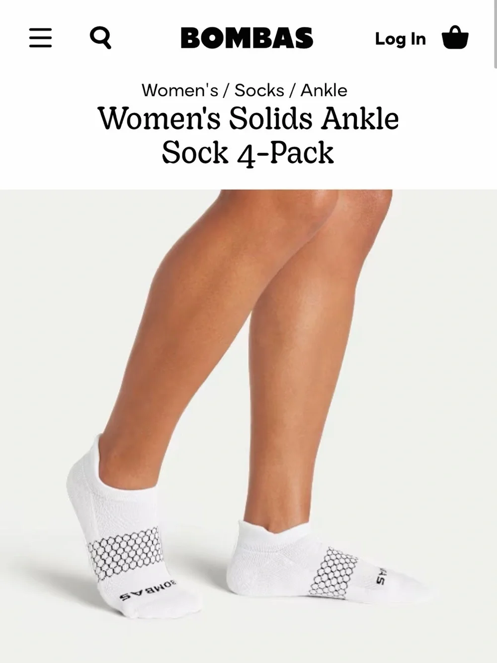 Bombas White Low-Cut Athletic Socks - 4 Pack, medium
